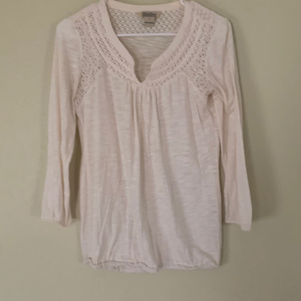 Cream Colored Crochet Yoke Women's Top